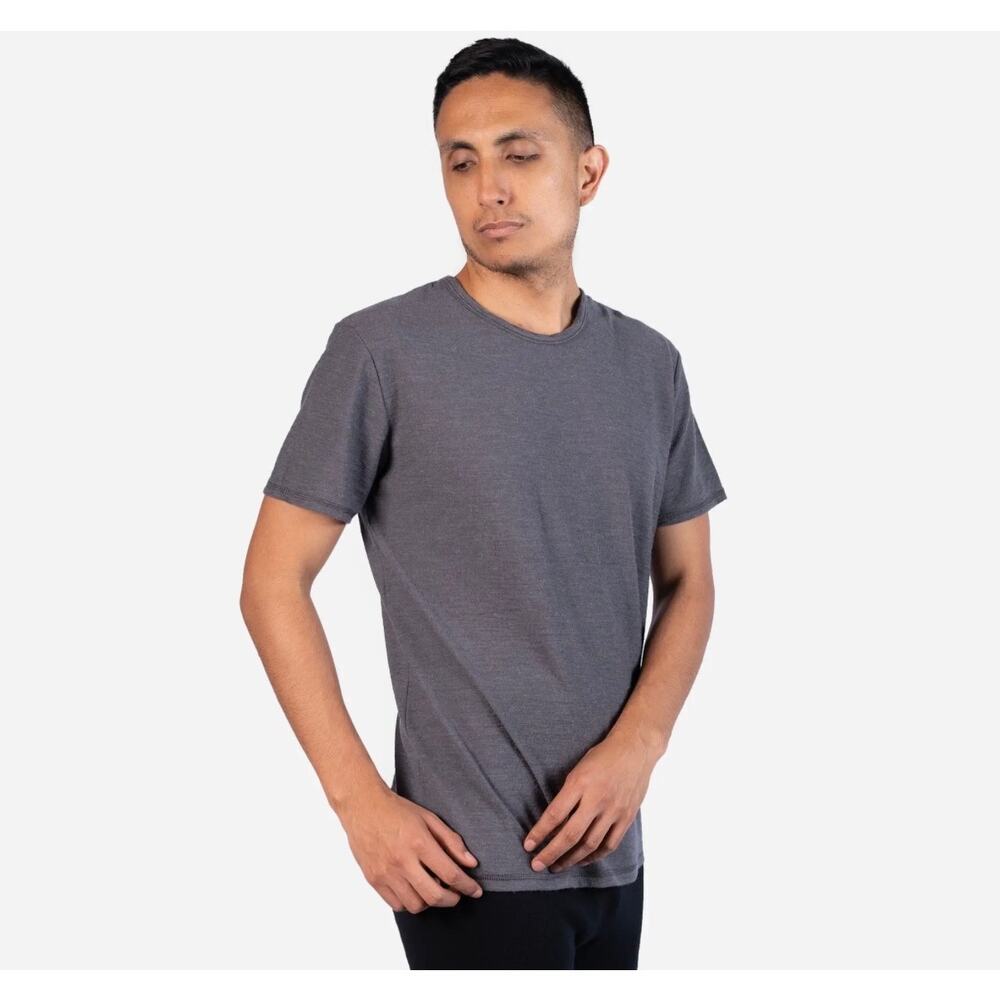 Arms of Andes Men's Alpaca Wool Hiking T-Shirt Peru Organic Small Gray